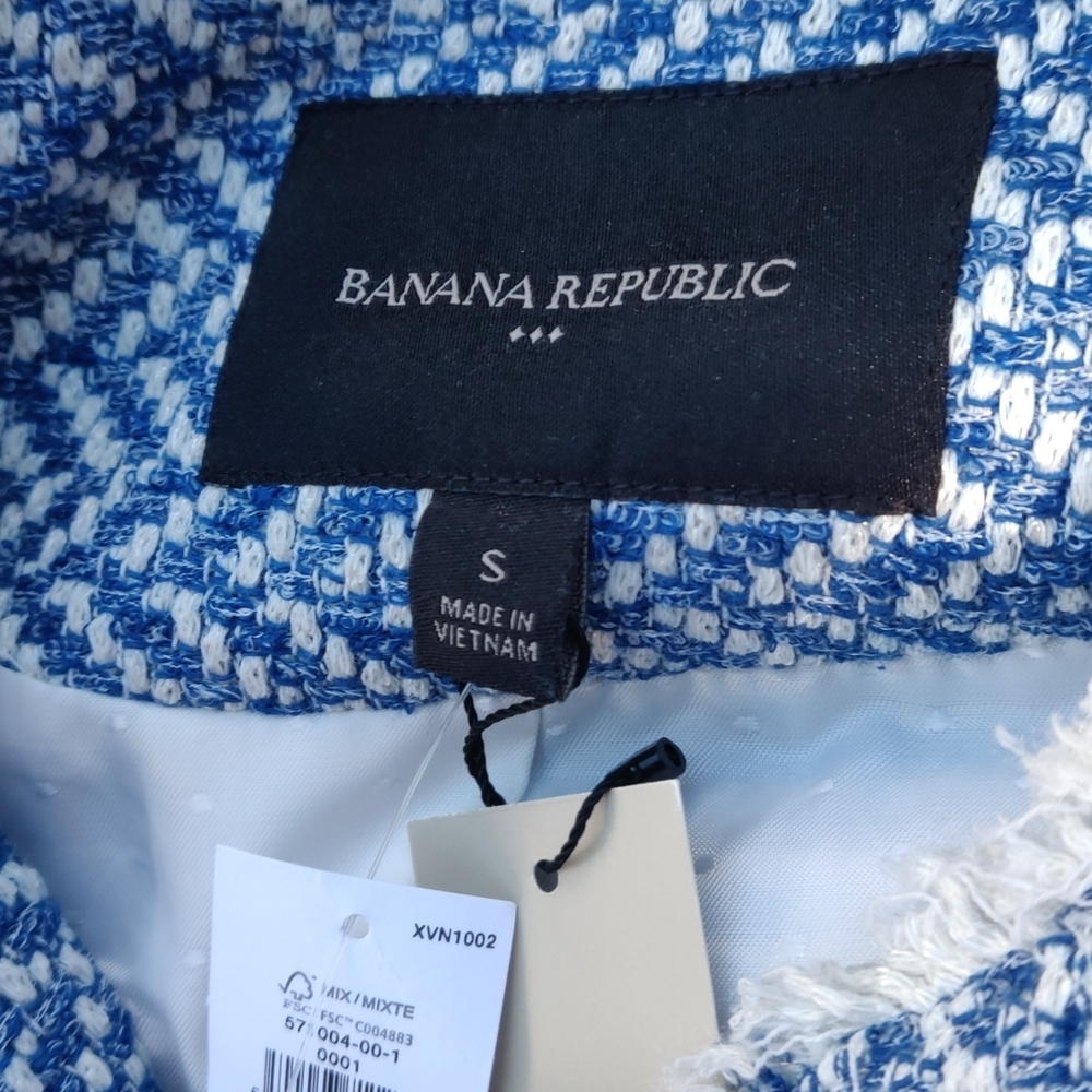 Banana republic cropped jacket size S color blue white New - Picture 10 of 12